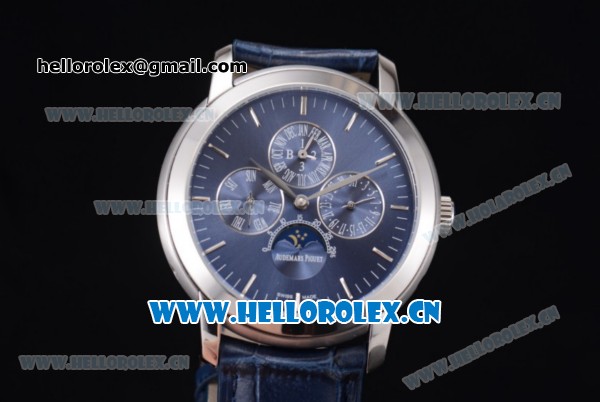 Audemars Piguet Jules Audemars Grand Complication Asia ST16 Automatic Steel Case Stick Markers Blue Leather Strap and Blue Dial (EF) - Click Image to Close